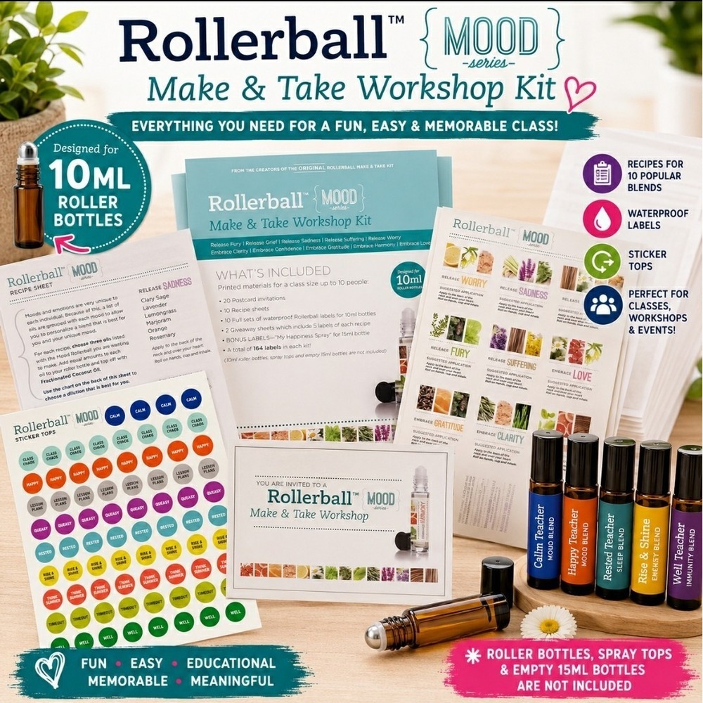 Rollerball 10ml Essential Oil DIY Workshop Kit MOOD Series Bundle Class of 10